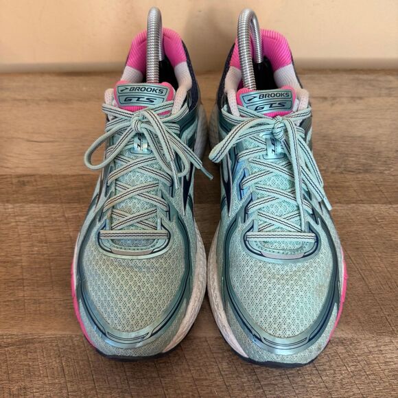 Brooks Adrenaline GTS 16 Womens Sz 9.5 Shoes Road Running Pink Navy Teal - Picture 4 of 8